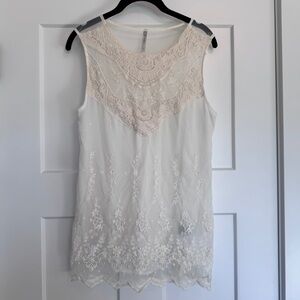 Cream Boutique Lace Tank Top
